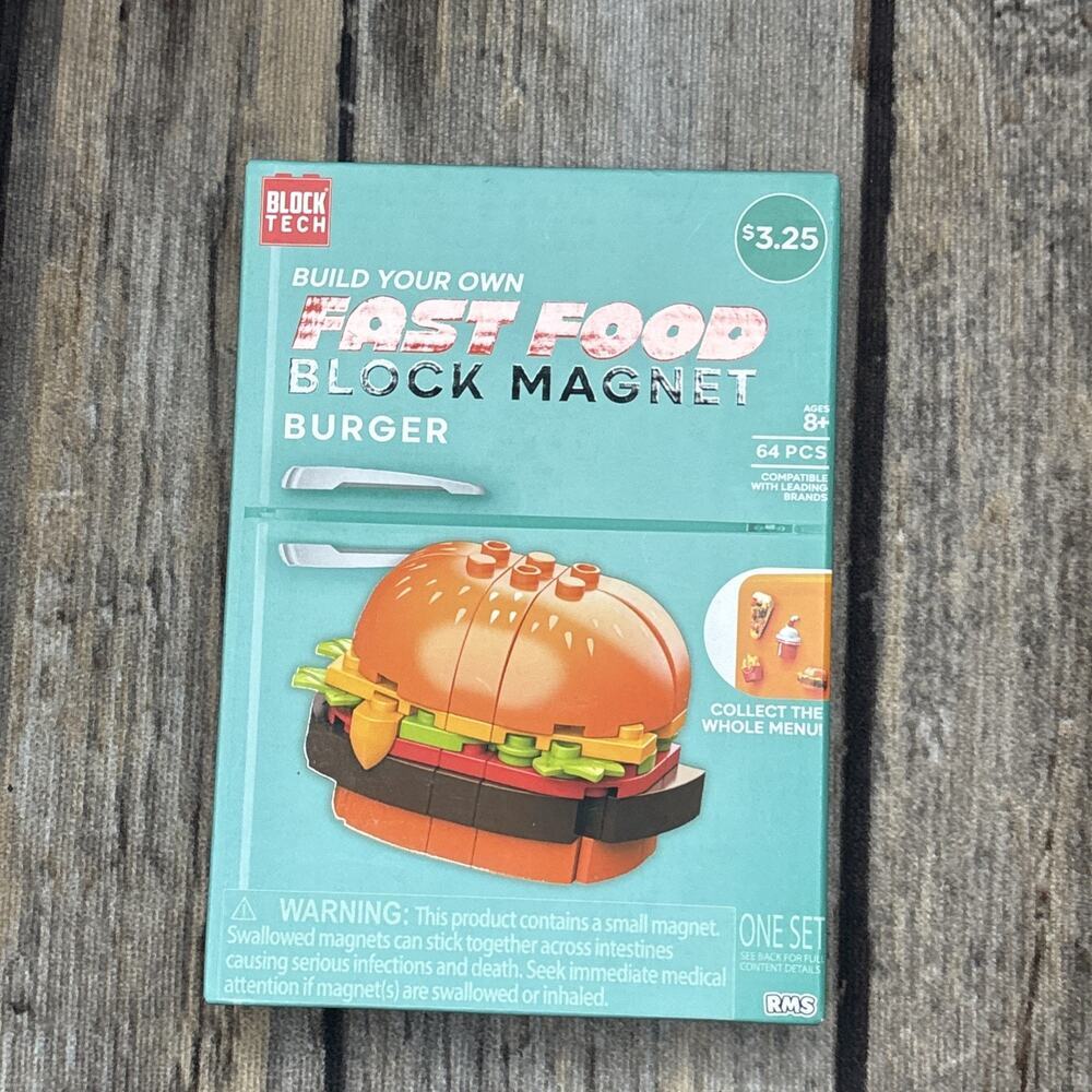 Block Tech Fast Food Block Magnet Burger 64 Pieces Building Toy NEW